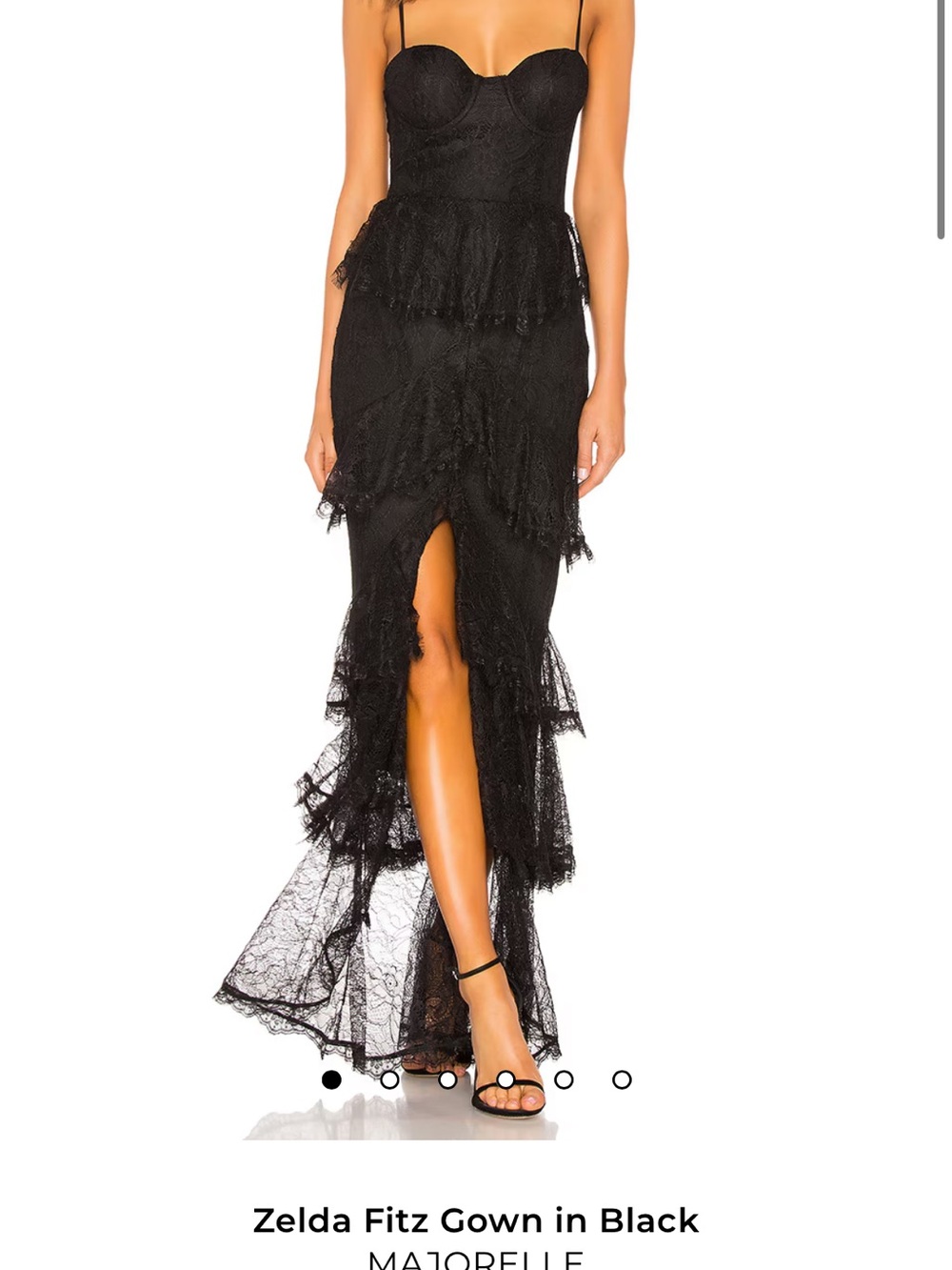 MAJORELLE Black Lace High-Low Ruffle Gown - Picture 3 of 4